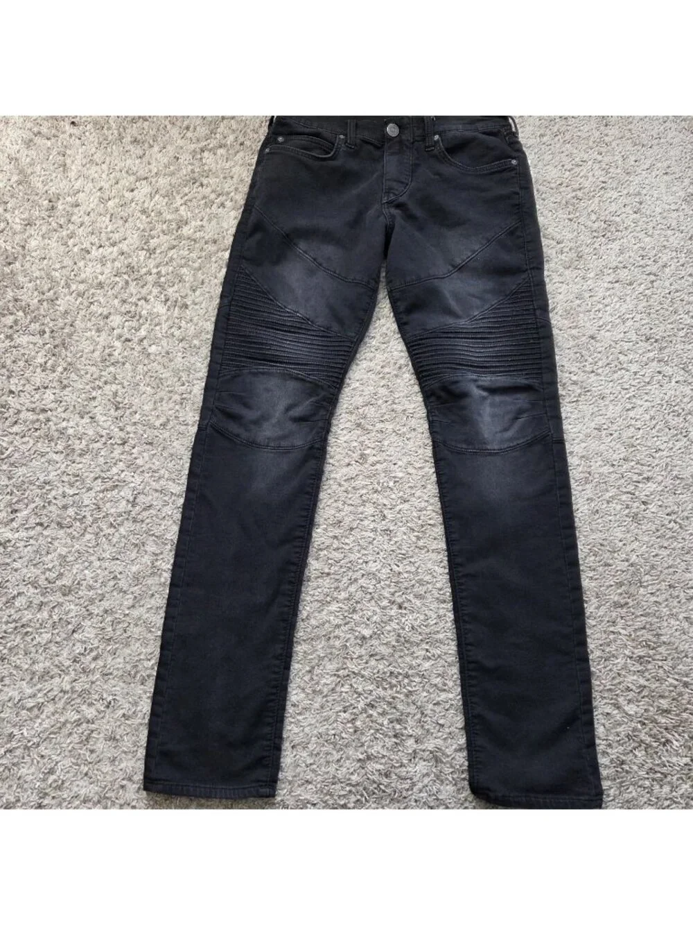 True Religion Jeans Mens 28x33 Geno Relaxed Slim Black Dark Wash Stretchy Denim